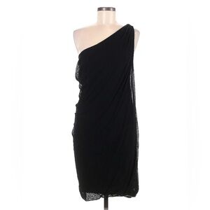 Rare Vivienne Tam One Shoulder Ruched Black Cocktail Dress